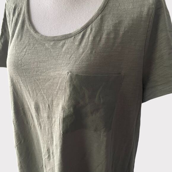 Soft Surroundings Winnie Dress Olive Green Linen Size 1X Short Sleeve Scoop - Picture 6 of 11